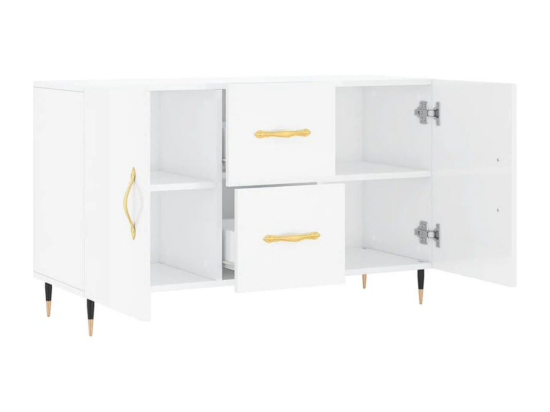 Buffet blanc brillant 100x36x60 cm bois d'ingénierie