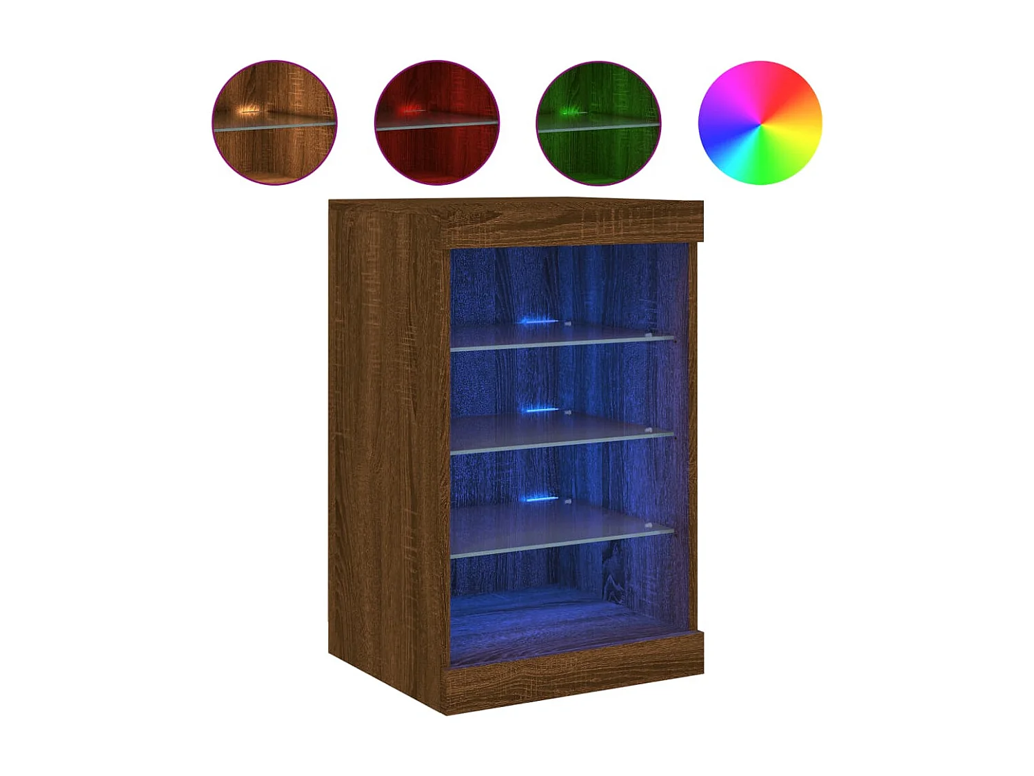 Buffet avec lumières LED chêne marron 41x37x67 cm