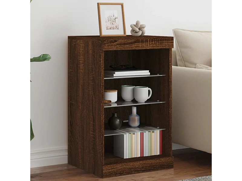 Buffet avec lumières LED chêne marron 41x37x67 cm