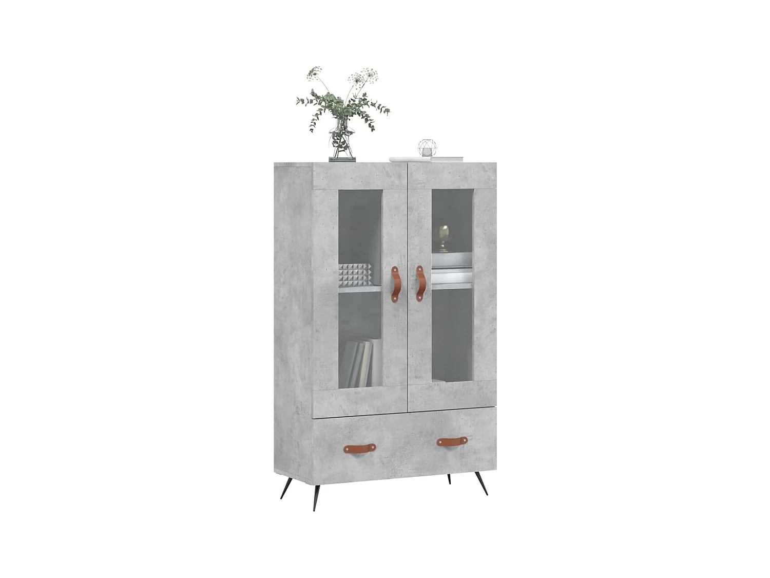 Buffet haut gris béton 69,5x31x115 cm bois d'ingénierie