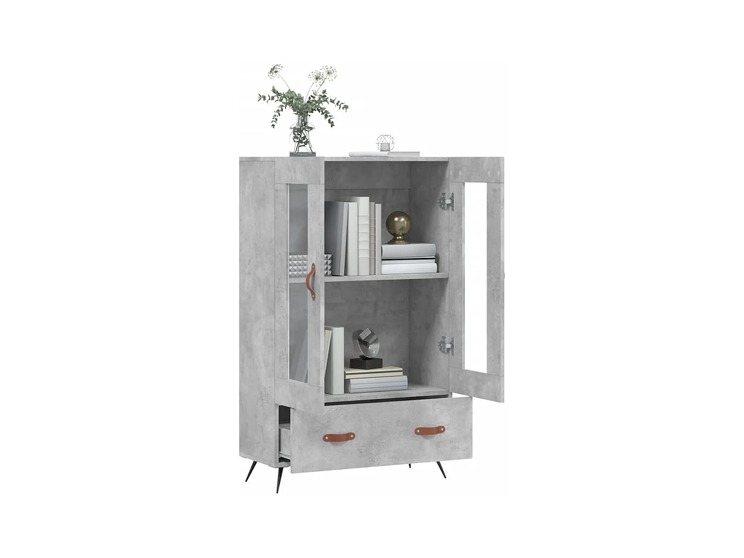 Buffet haut gris béton 69,5x31x115 cm bois d'ingénierie