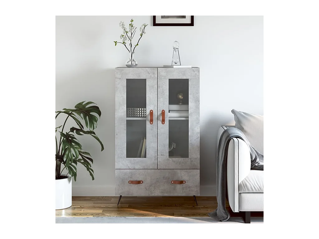 Buffet haut gris béton 69,5x31x115 cm bois d'ingénierie