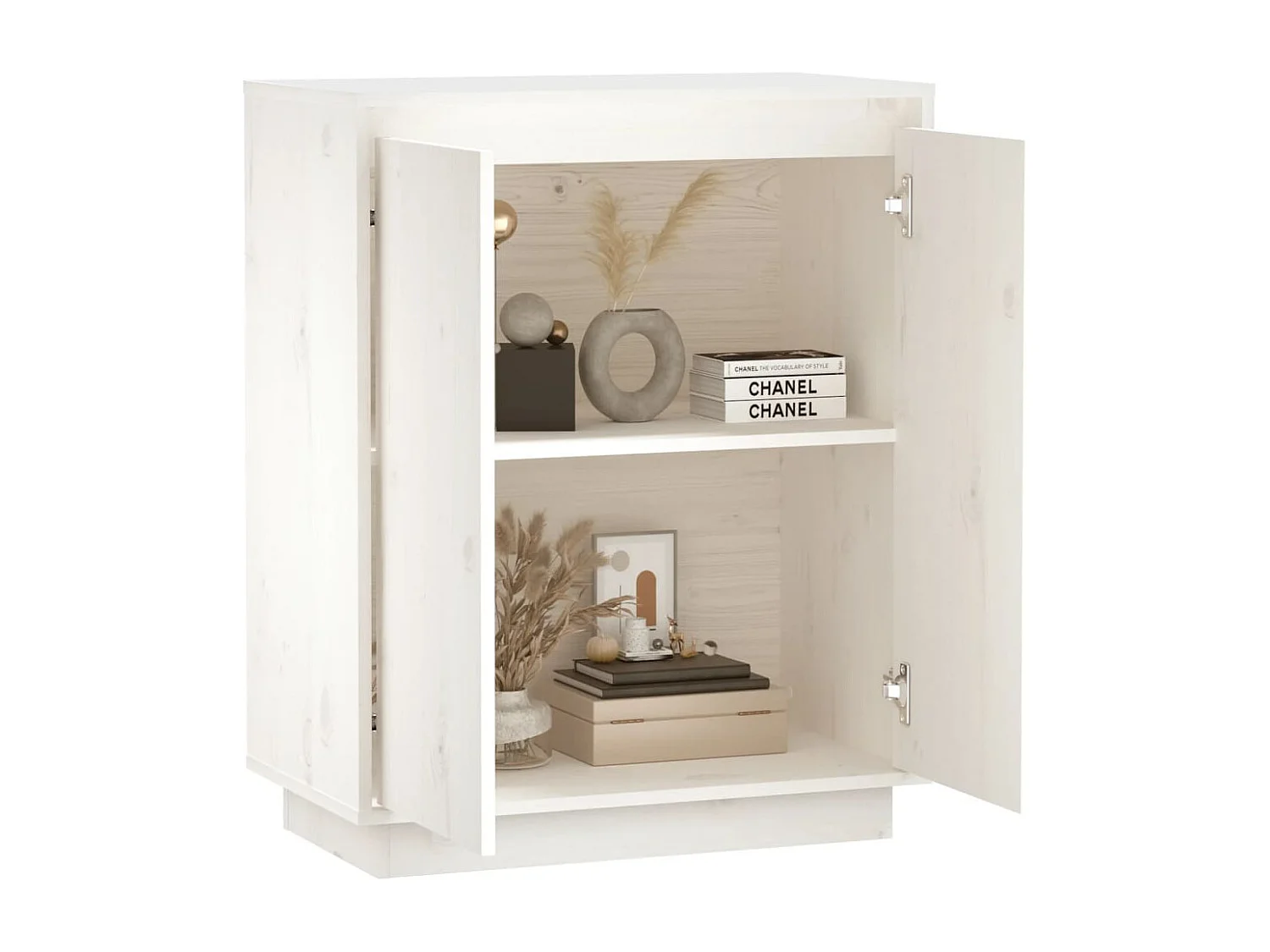 Buffet Blanc 60x34x75 cm Bois massif de pin