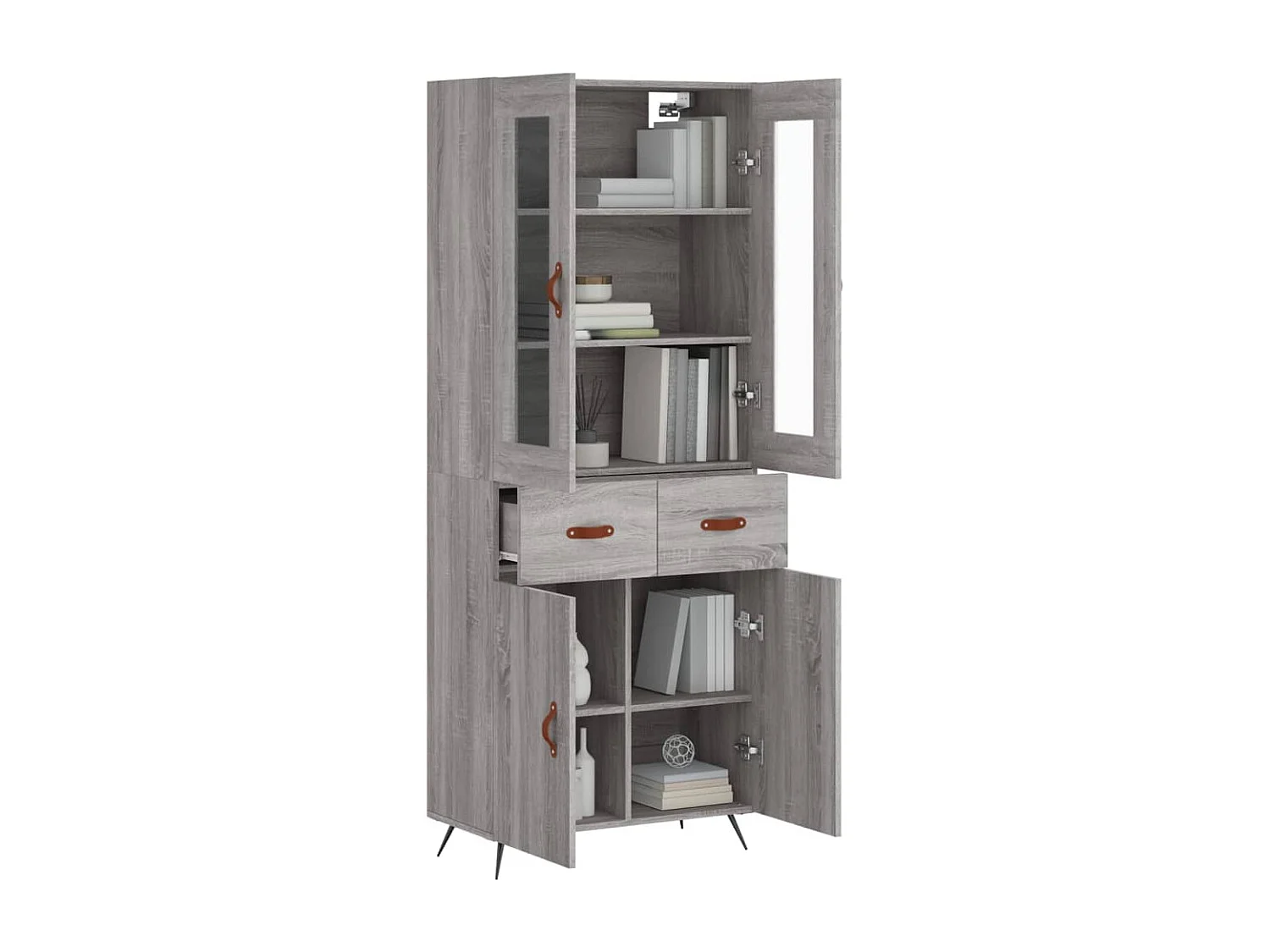 Buffet haut Sonoma gris 69,5x34x180 cm Bois d'ingénierie