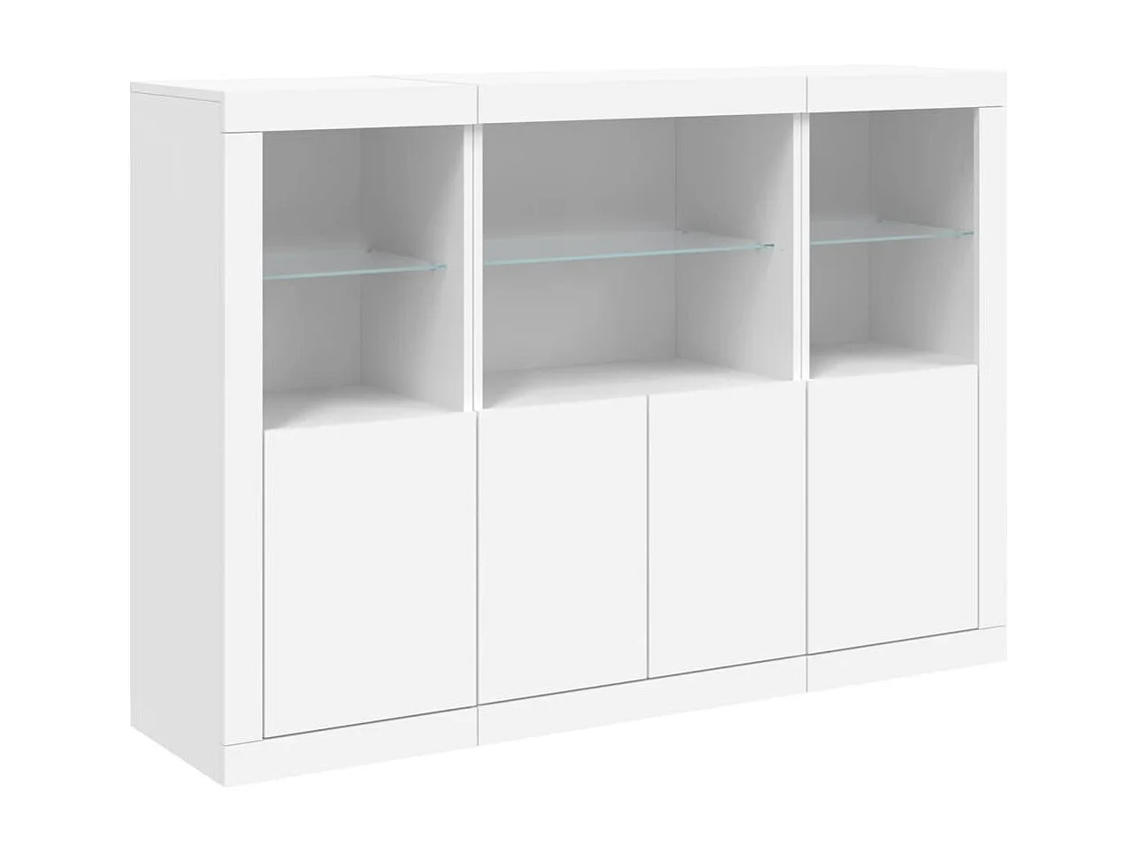 Buffets avec lumières LED 3 pièces blanc bois d'ingénierie