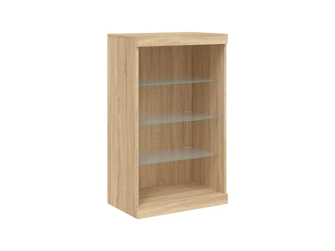 Aparador con luz LED 3 piezas madera de ingeniería roble sonoma