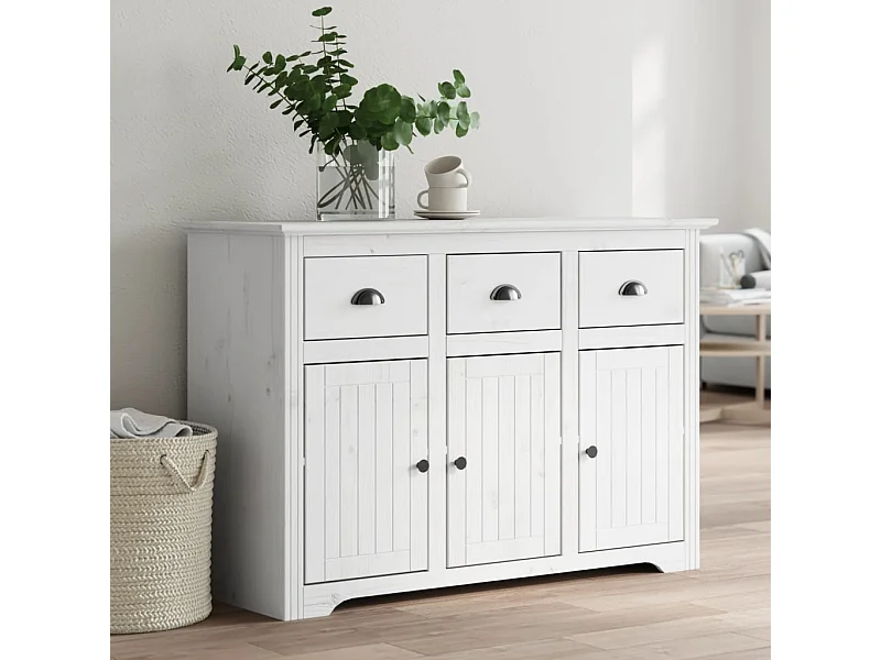 Buffet BODO blanc 115x43x79,5 cm bois massif de pin