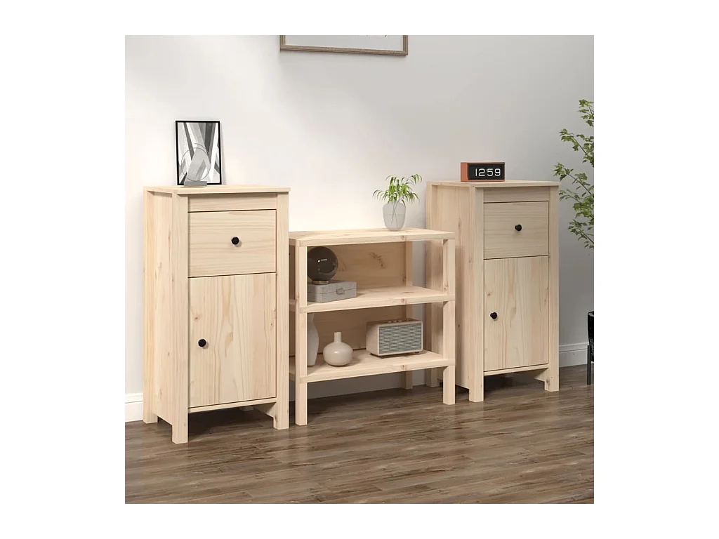 Buffets 2 pièces 40x35x80 cm Bois massif de pin