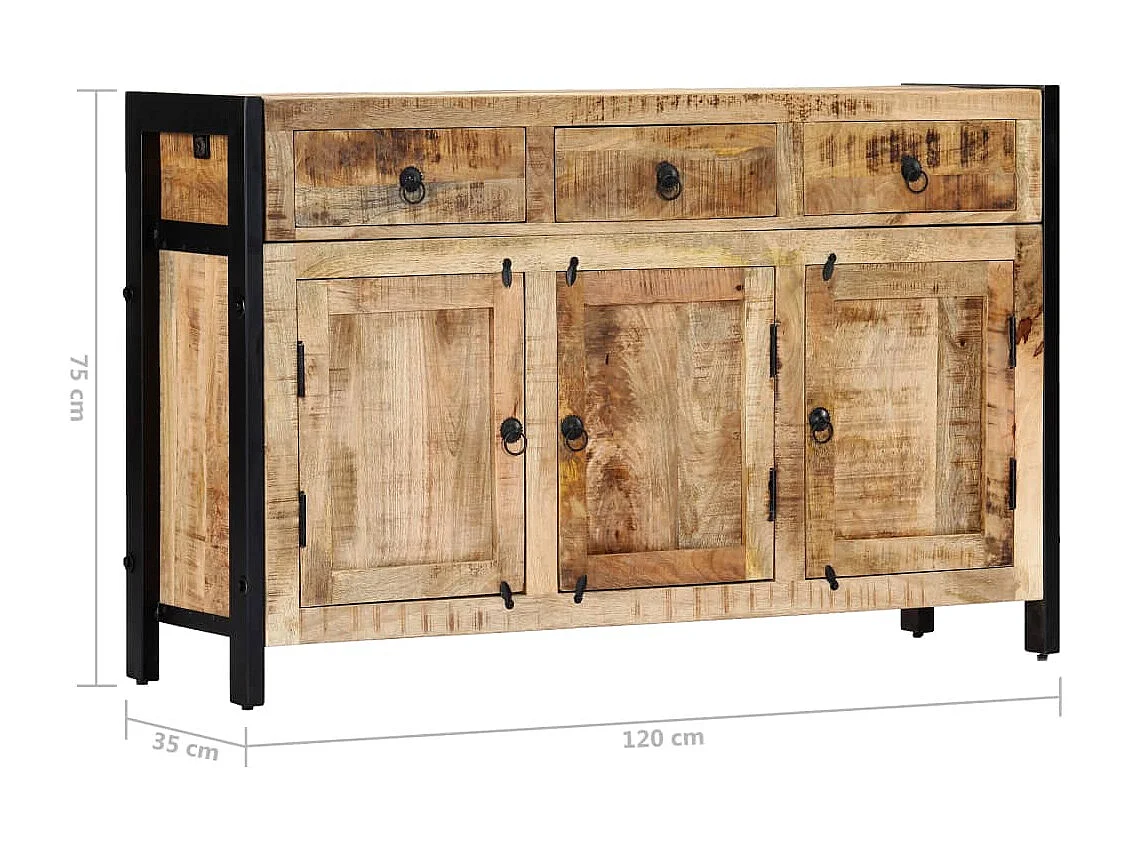 Buffet 120x35x76 cm Bois de manguier massif