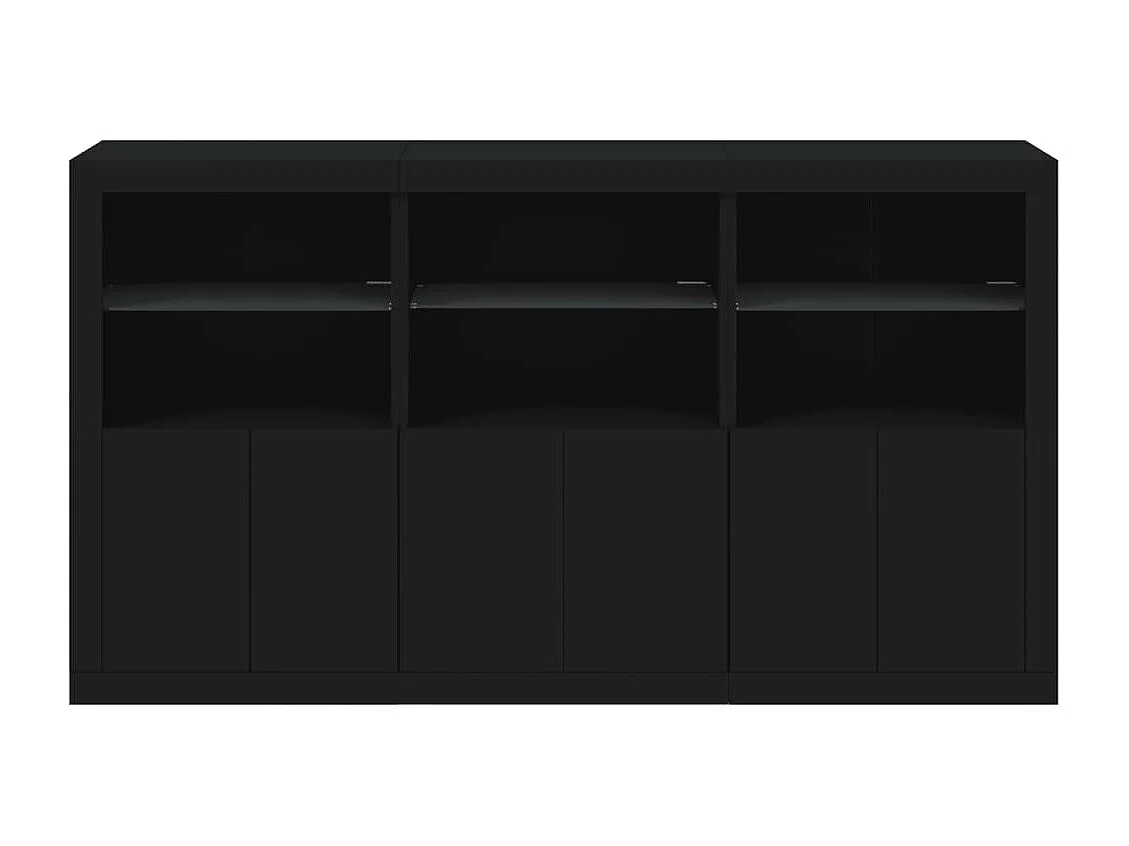 Buffet avec lumières LED noir 181,5x37x100 cm