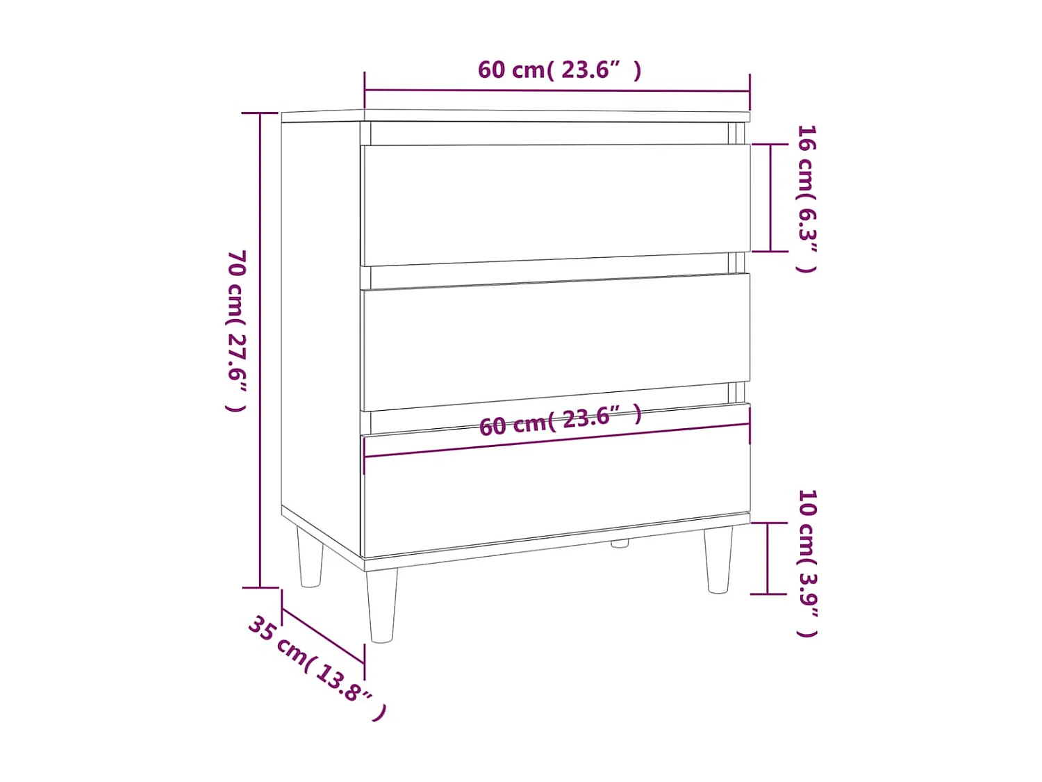 Buffet Noir 60x35x70 cm Bois d'ingénierie