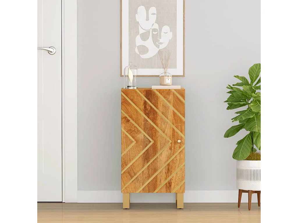 Armoire latérale marron et noir 40x33,5x75 cm bois de manguier