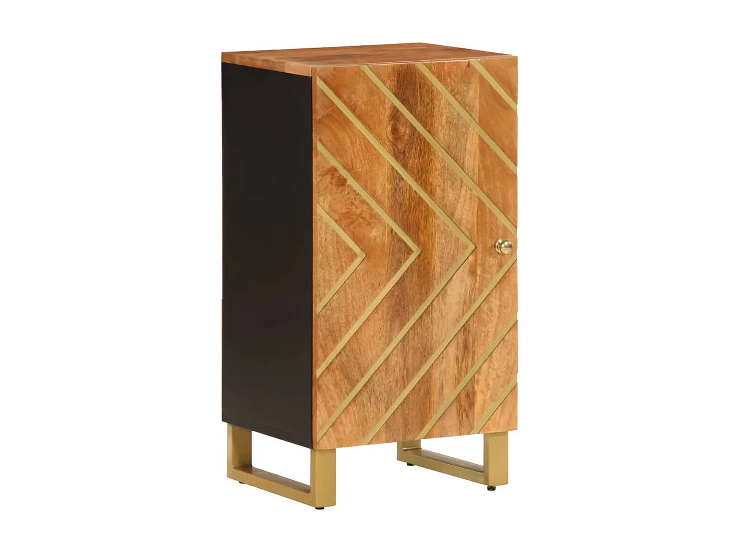 Armoire latérale marron et noir 40x33,5x75 cm bois de manguier