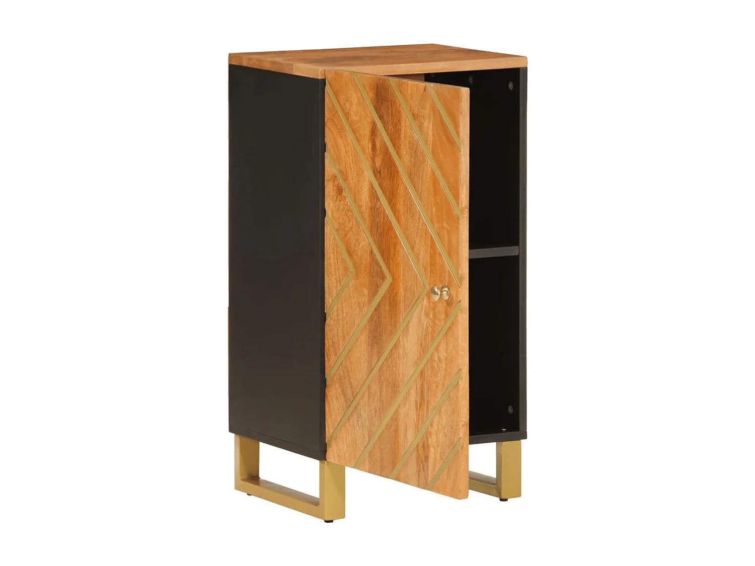 Armoire latérale marron et noir 40x33,5x75 cm bois de manguier