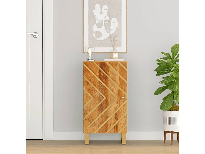 Armoire latérale marron et noir 40x33,5x75 cm bois de manguier