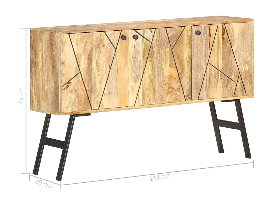 Aparador 118x30x75 cm madeira de mangueira maciça