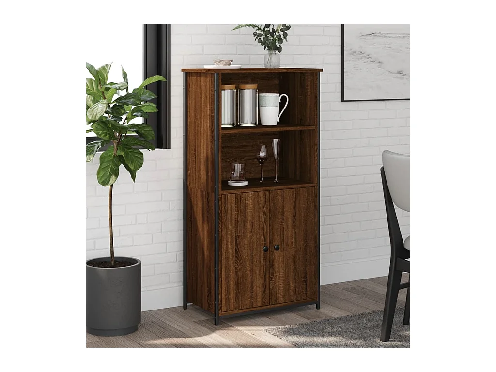 Buffet haut chêne marron 62x36x121,5 cm bois d'ingénierie