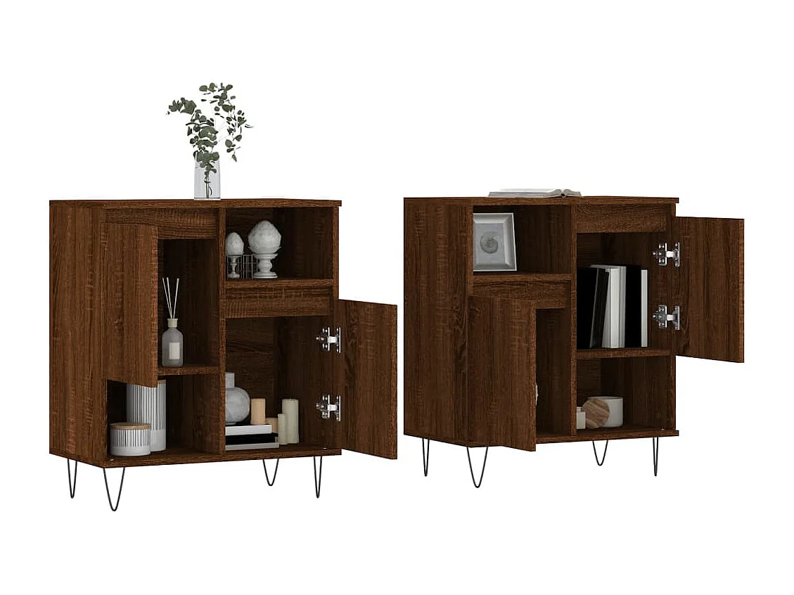 Buffets 2 pièces chêne marron bois d'ingénierie