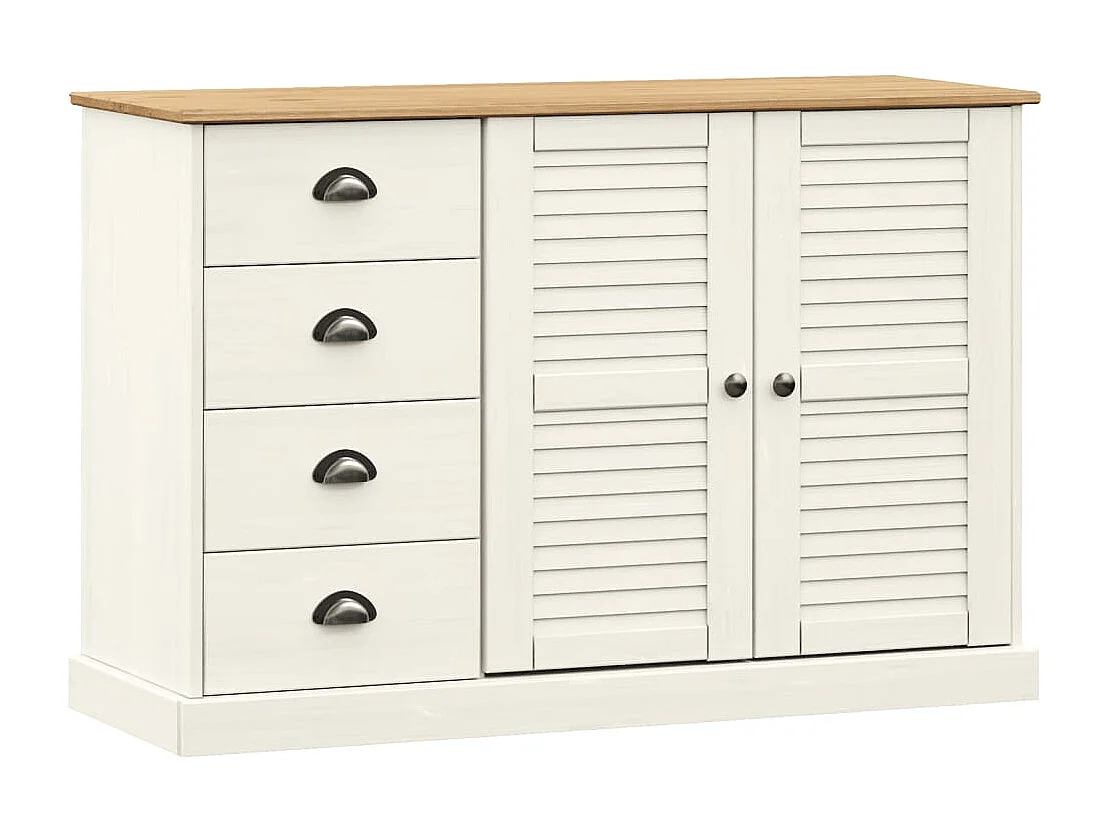 Aparador con cajones VIGO madera maciza pino blanco 113x40x75cm
