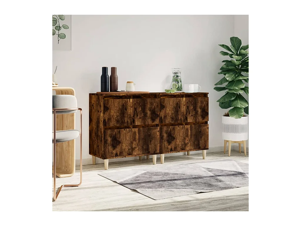 Buffets 2 pièces chêne fumé 60x35x70 cm bois d'ingénierie