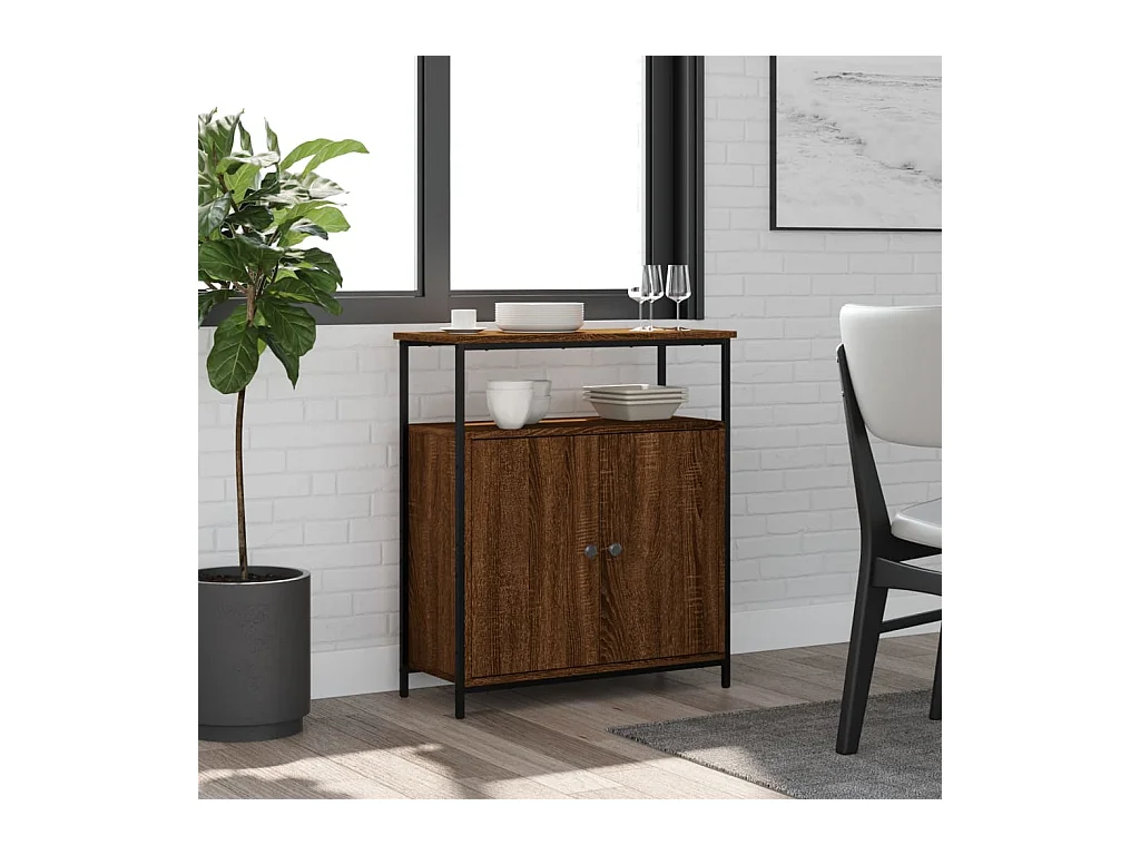 Buffet chêne marron 70x30x80 cm bois d'ingénierie