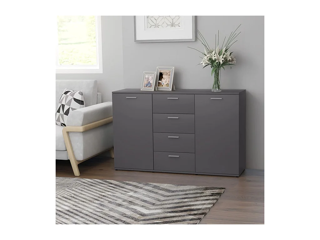 Buffet Gris 120x35,5x75 cm Aggloméré