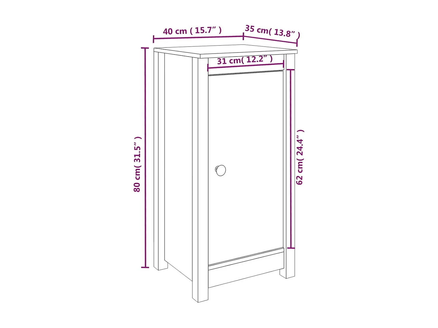 Buffet Marron miel 40x35x80 cm Bois massif de pin