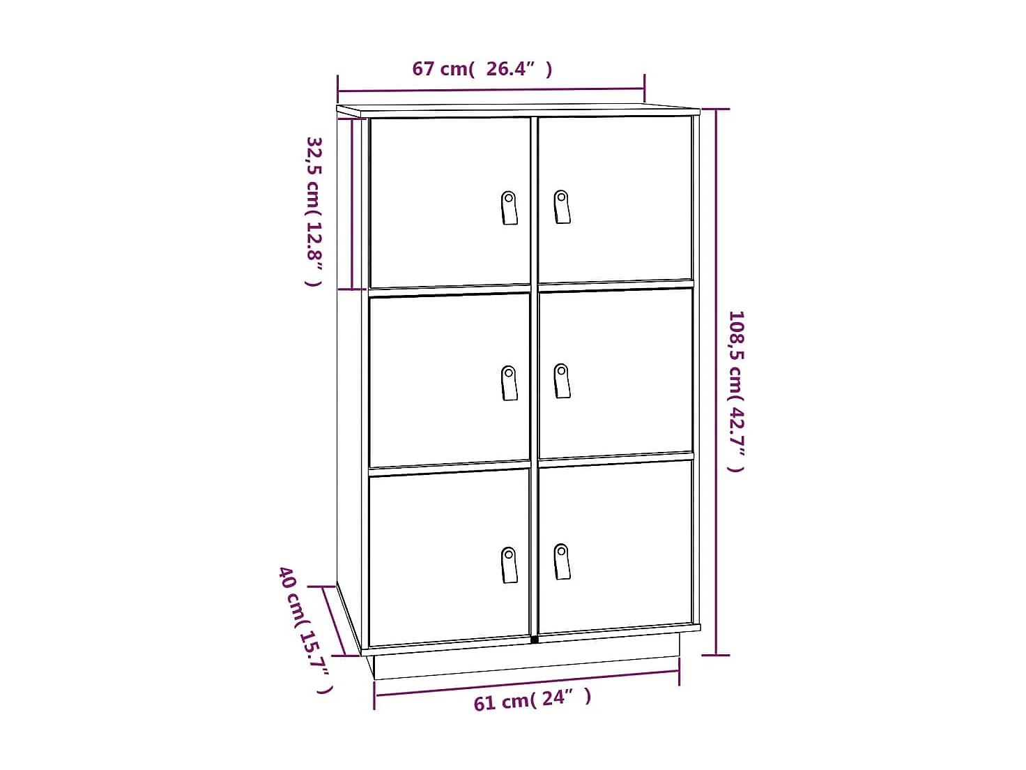 Buffet haut 67x40x108,5 cm Bois massif de pin