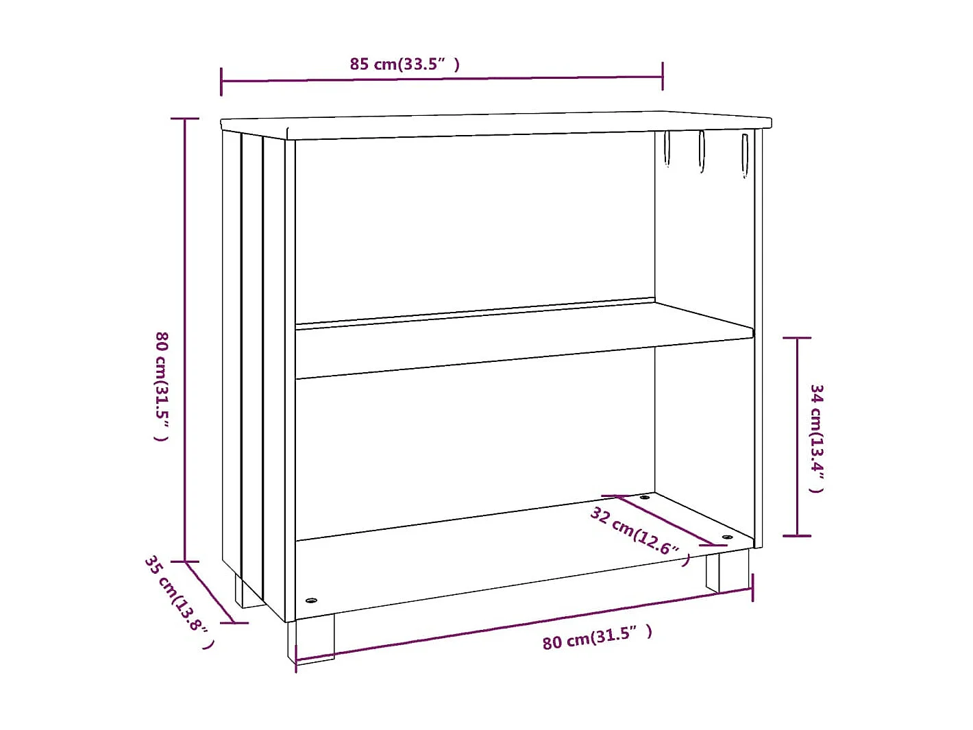 Buffet HAMAR Marron miel 85x35x80 cm Bois massif de pin