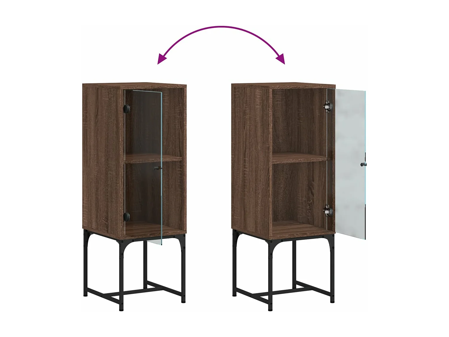 Armoire latérale avec porte en verre chêne marron 35x37x100 cm