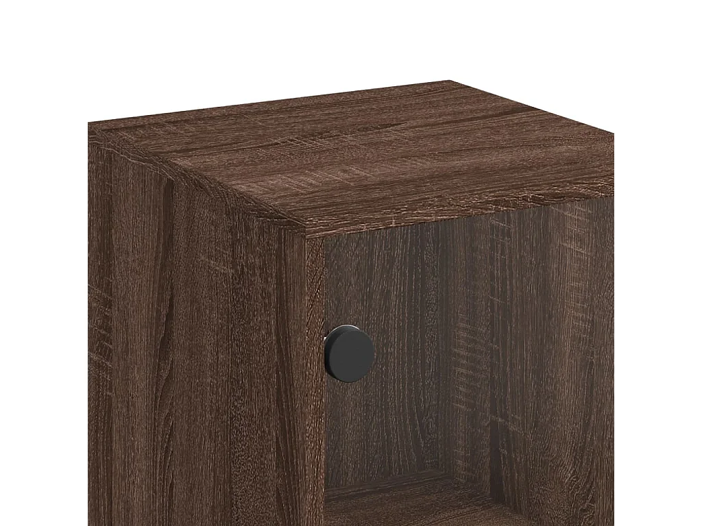 Armoire latérale avec porte en verre chêne marron 35x37x100 cm