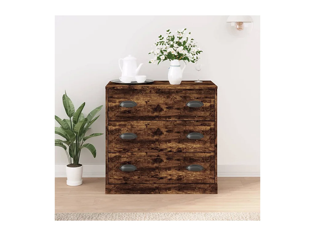 Buffet chêne fumé 70x35,5x67,5 cm bois d'ingénierie