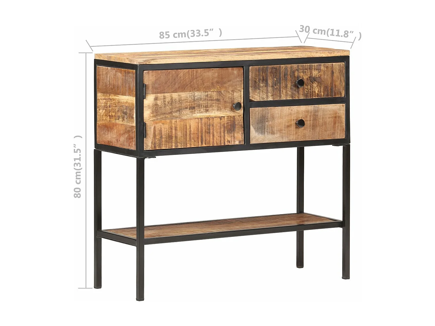 Buffet 85x30x80 cm Bois de manguier brut