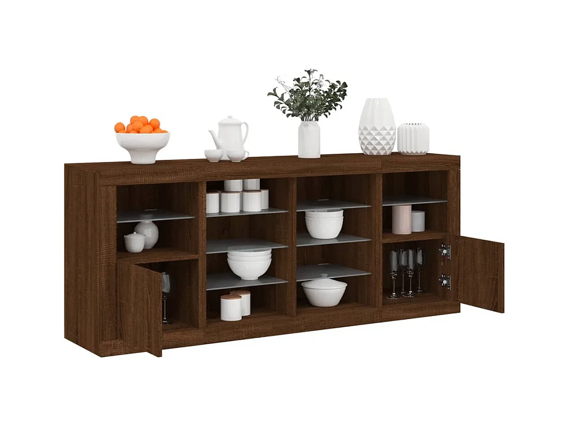 Buffet avec lumières LED chêne marron 163x37x67 cm