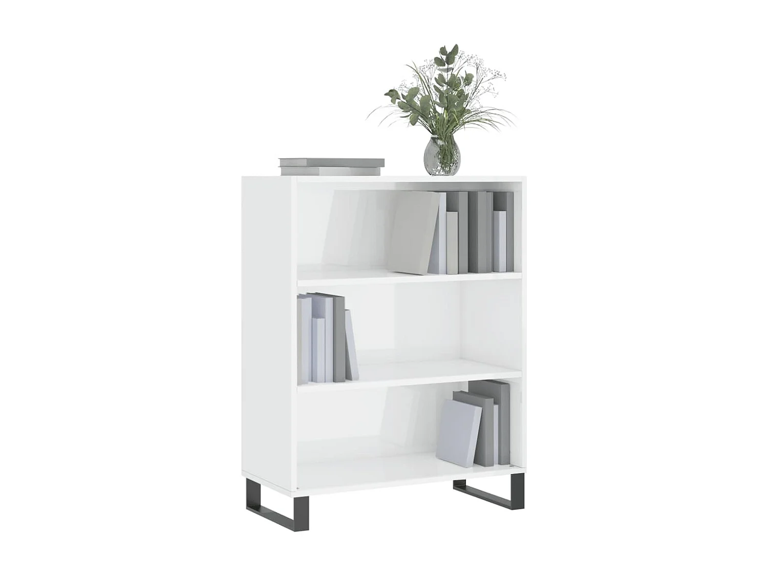 Armoire à étagères blanc brillant 69,5x32,5x90 cm