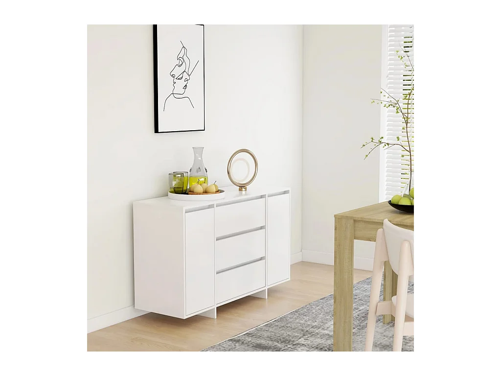 Buffet avec 3 tiroirs Blanc 120x41x75 cm Aggloméré