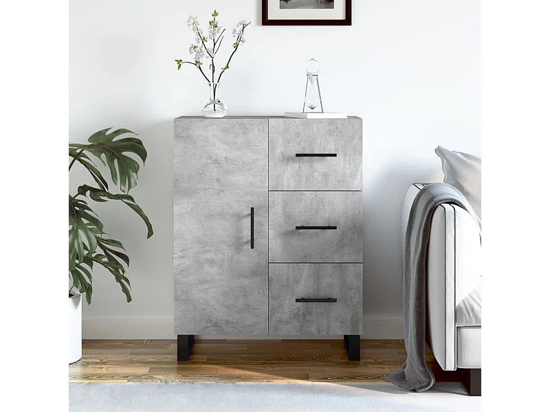 Buffet gris béton 69,5x34x90 cm bois d'ingénierie