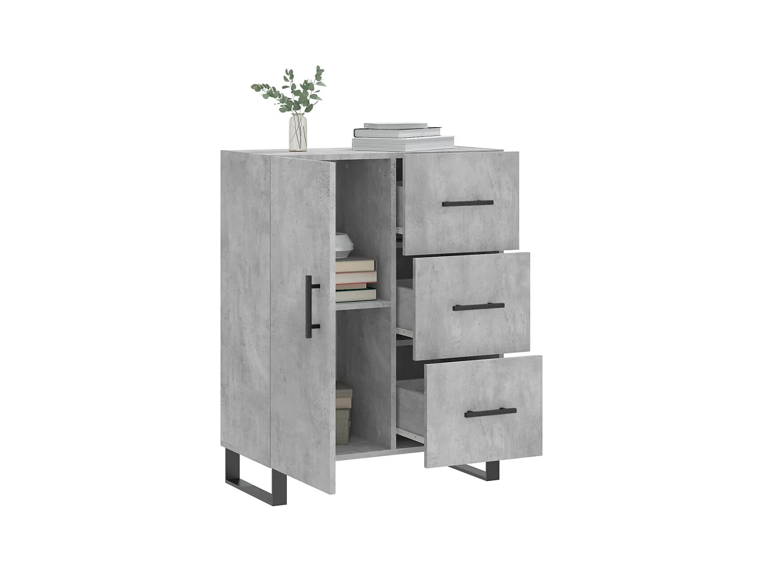 Aparador de madera de ingeniería gris hormigón 69,5x34x90 cm