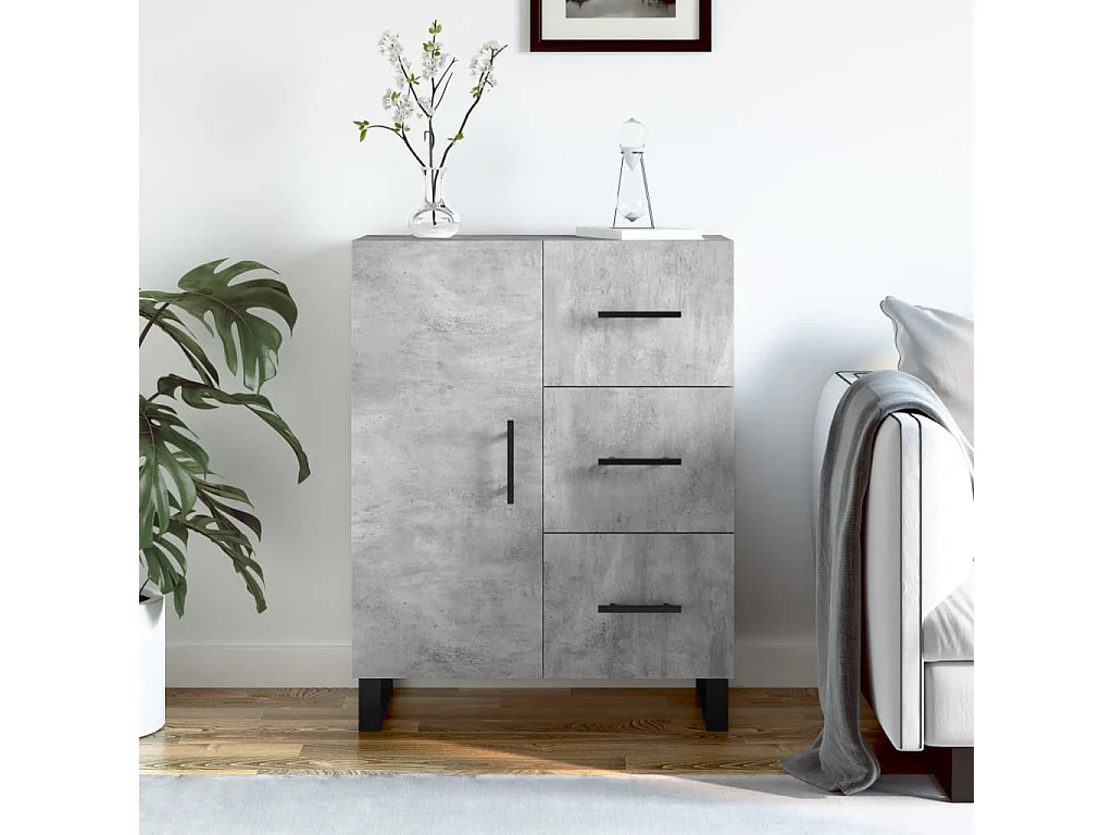 Buffet gris béton 69,5x34x90 cm bois d'ingénierie