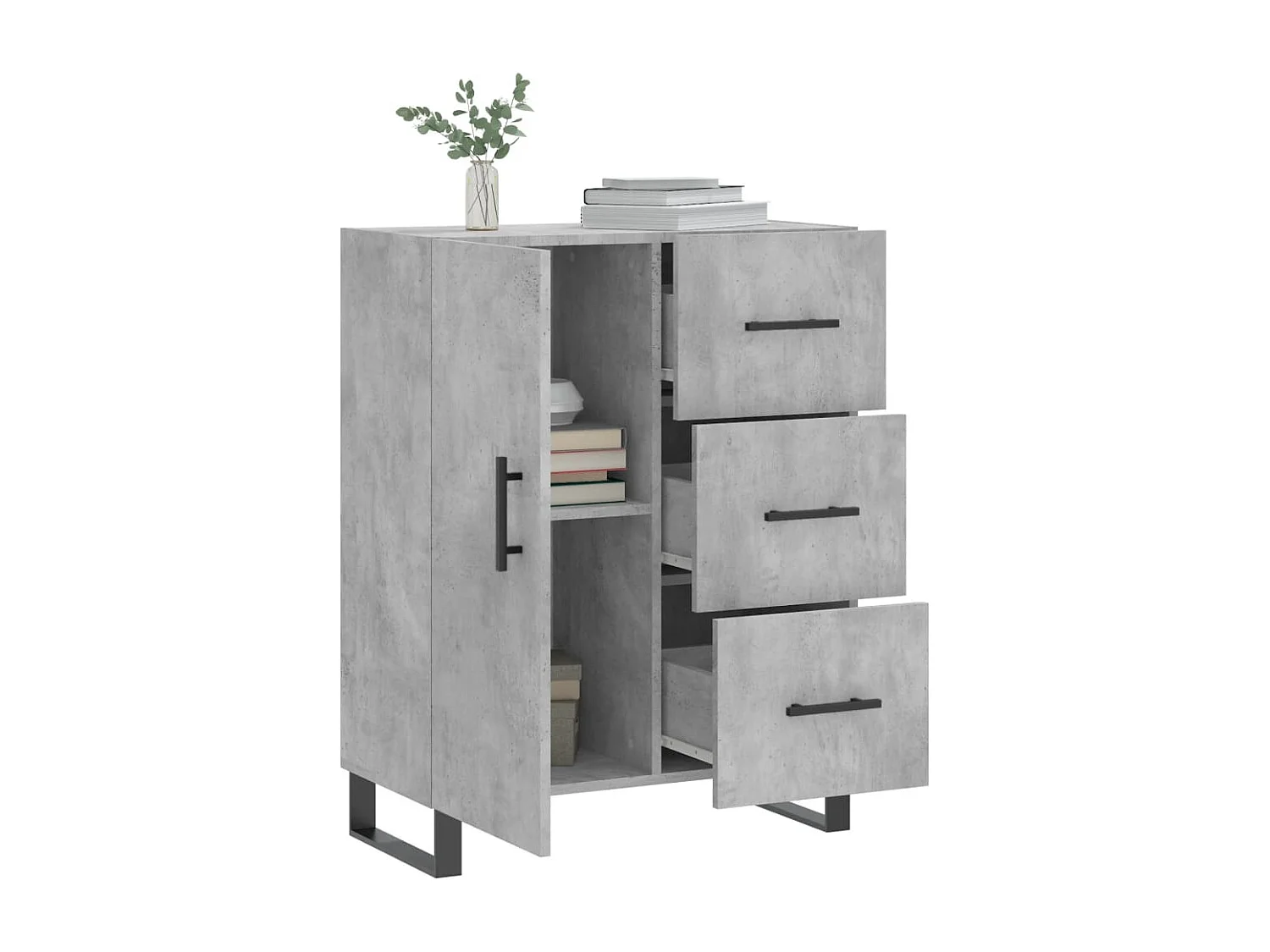 Buffet gris béton 69,5x34x90 cm bois d'ingénierie