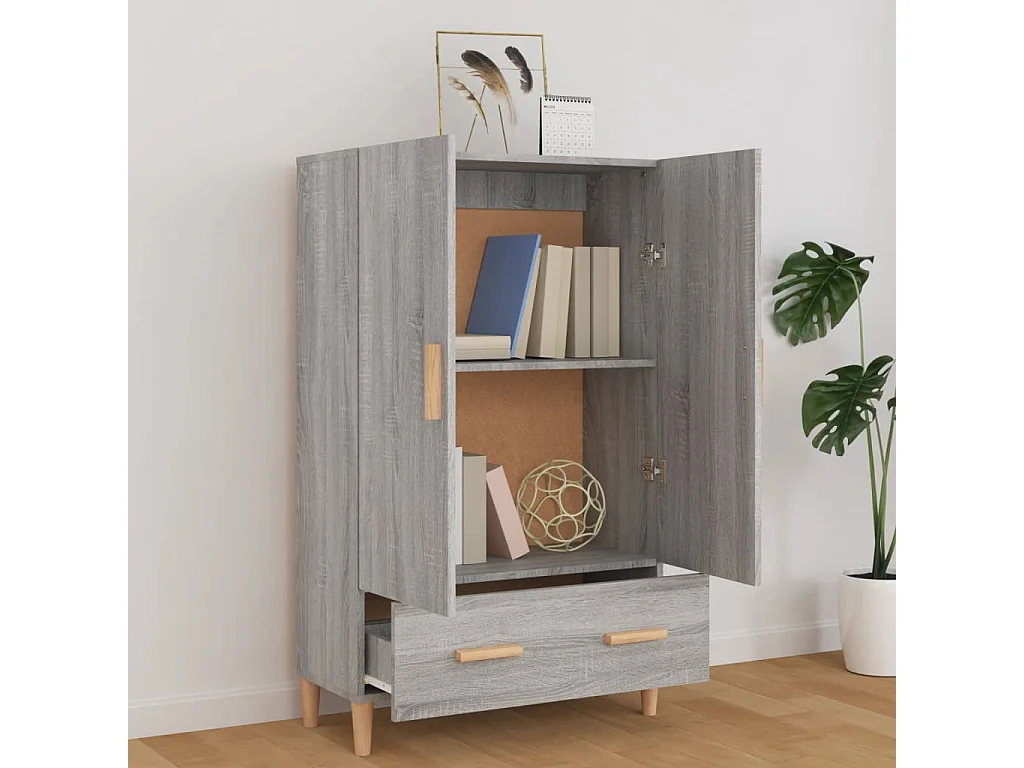 Armário alto 70x31x115 cm madeira processada cinzento sonoma