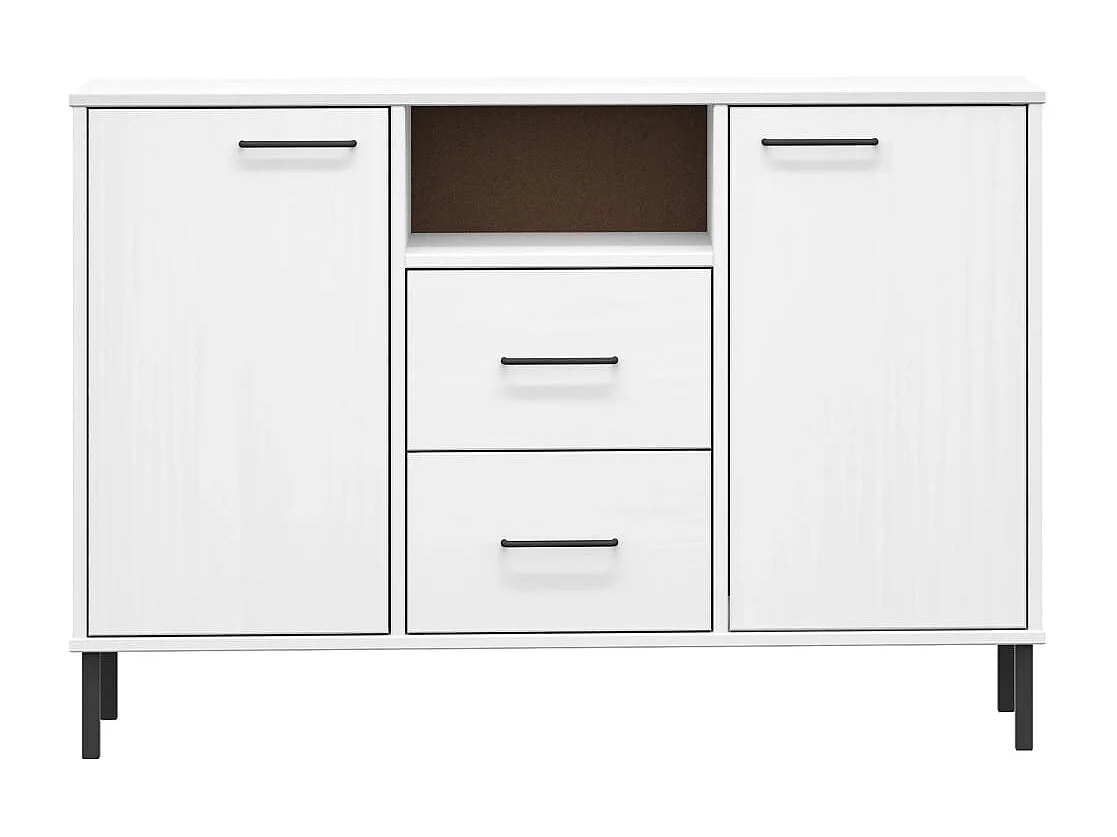 Buffet avec pieds en métal Blanc 113x40x77 cm Bois massif OSLO