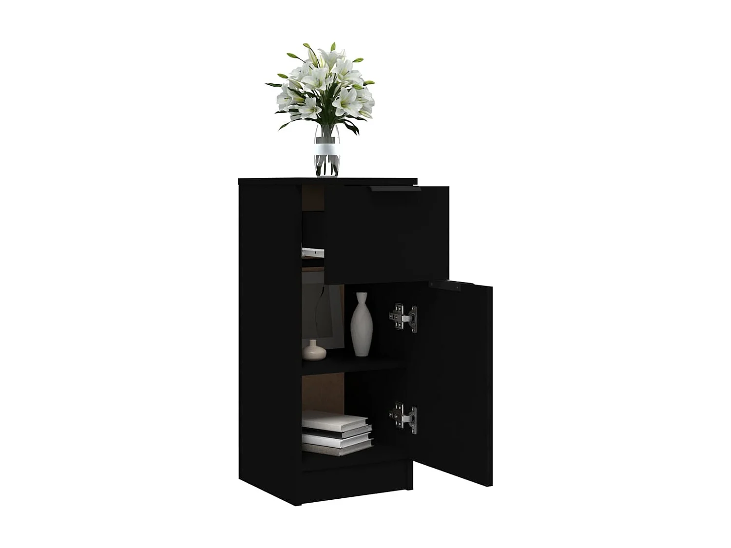 Buffet noir 30x30x70 cm bois d'ingénierie