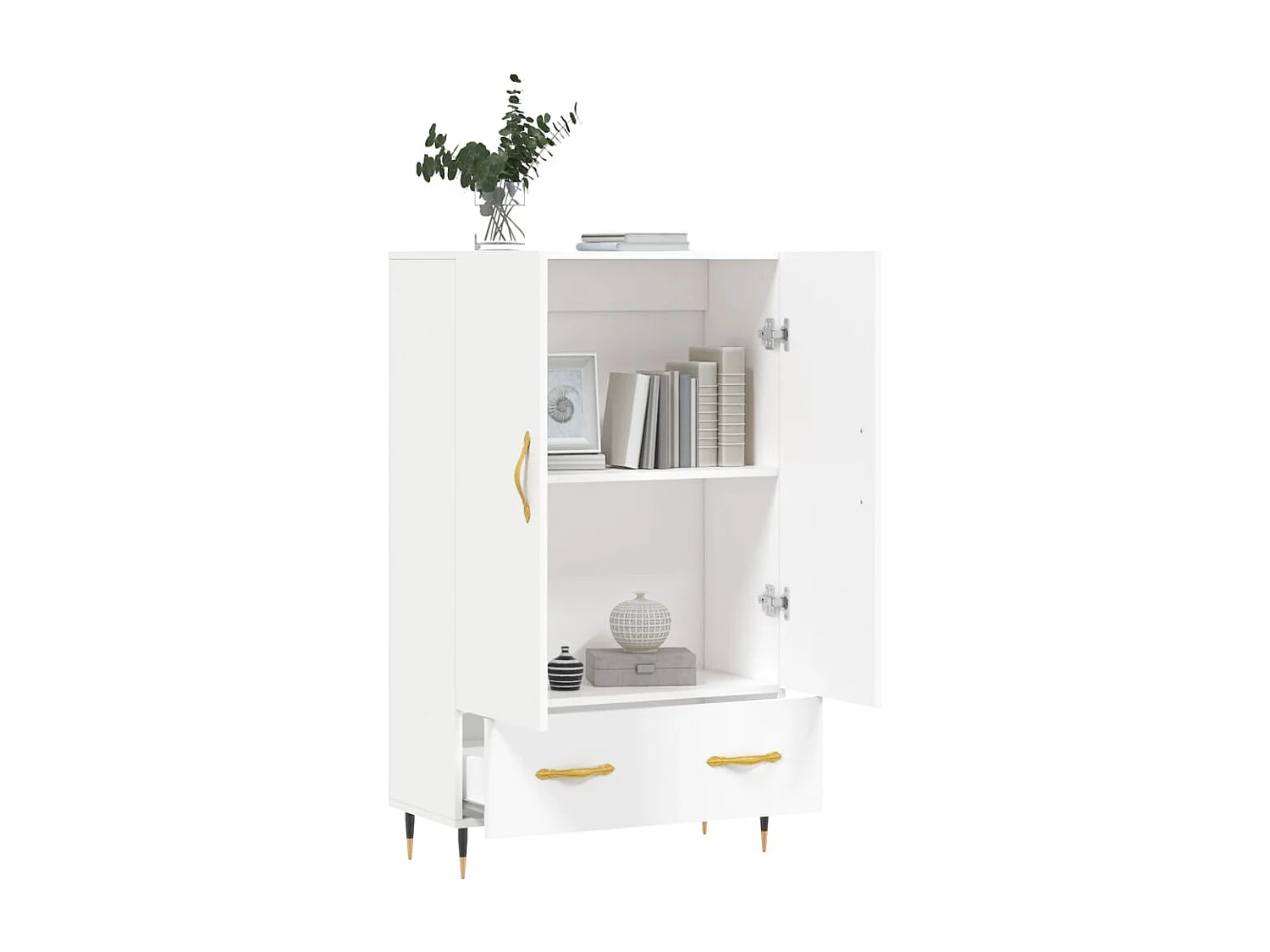 Buffet haut blanc 69,5x31x115 cm bois d'ingénierie