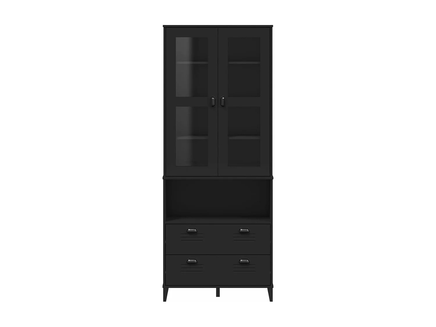 Buffet VIKEN noir 80x40x200 cm bois massif de pin