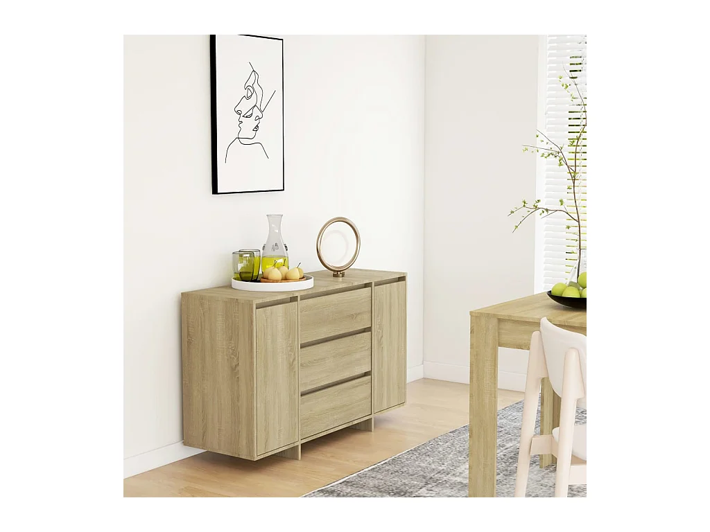 Buffet avec 3 tiroirs Chêne Sonoma 120x41x75 cm Aggloméré