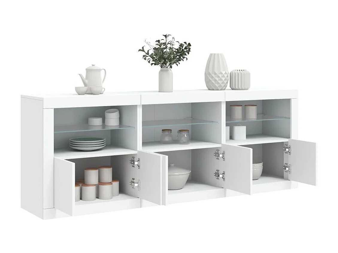 Buffet avec lumières LED blanc 181,5x37x67 cm