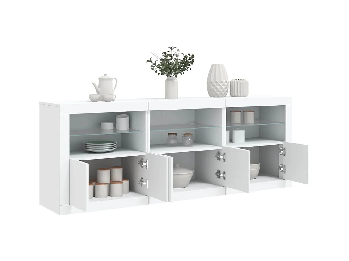Buffet avec lumières LED blanc 181,5x37x67 cm