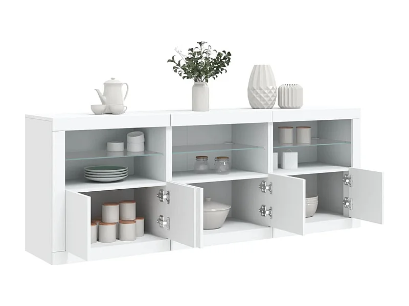 Buffet avec lumières LED blanc 181,5x37x67 cm