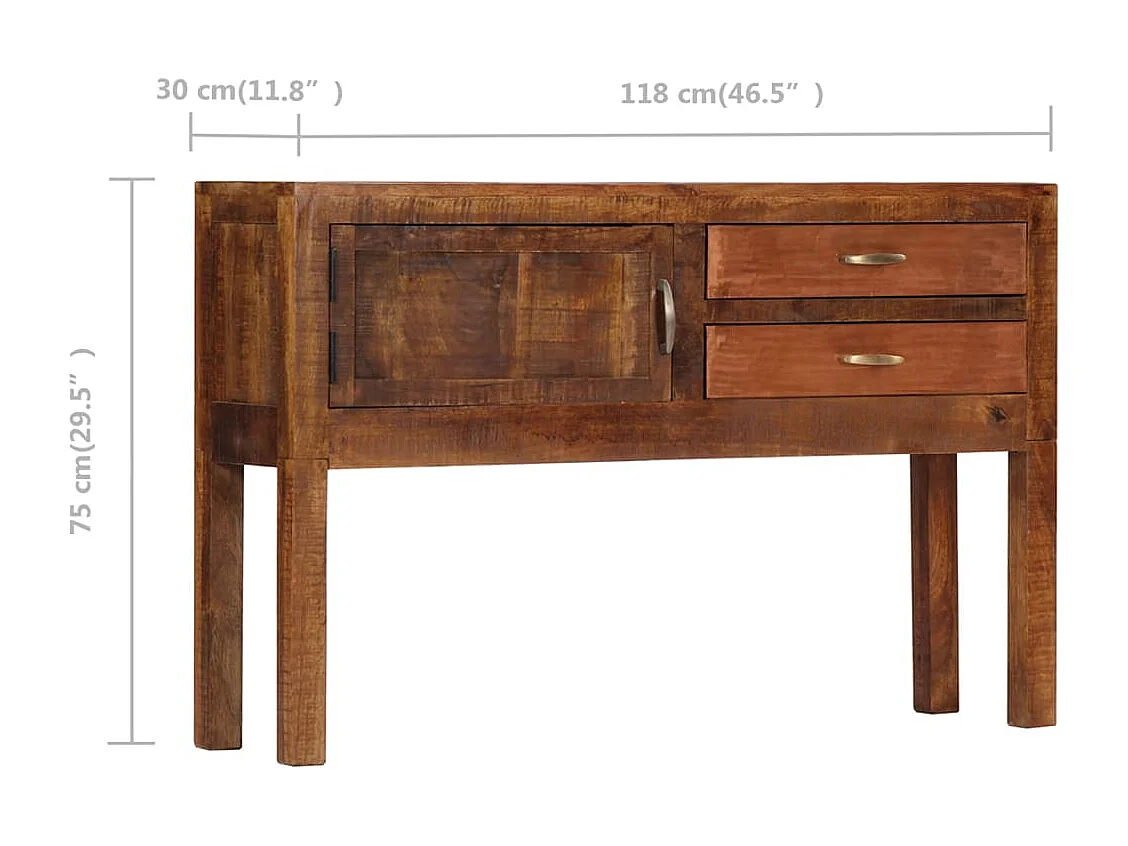 Dressoir 118x30x75 cm massief mangohout